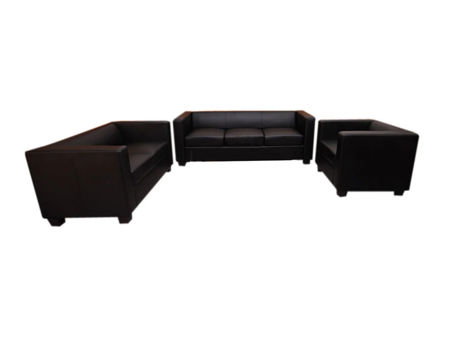 Salotto componibile lounge moderno elegante Lille M65 composizione 3-2-1 ecopelle nero