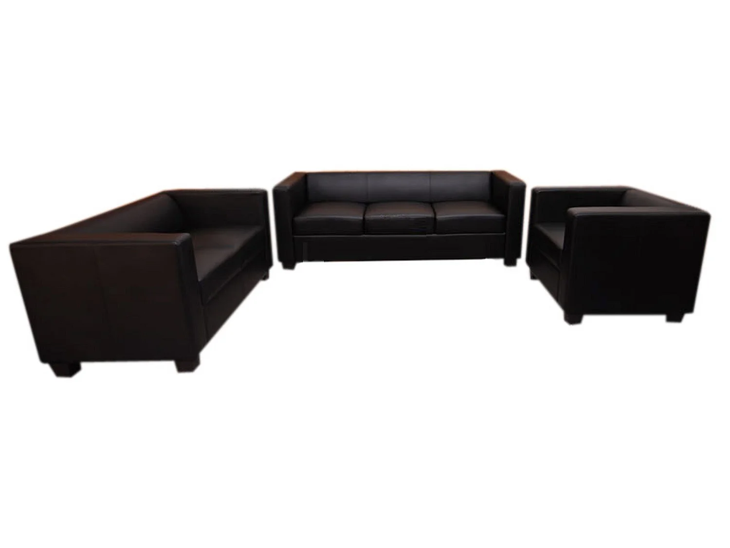 Zestaw sof 3-2-1 Lille (3-częściowy),  imitacja skóry, czarny