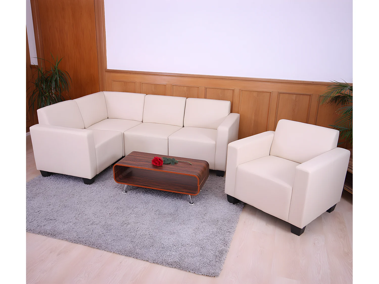 Salotto modulare componibile lounge moderno Lione N71 combinazione 4-1 avorio