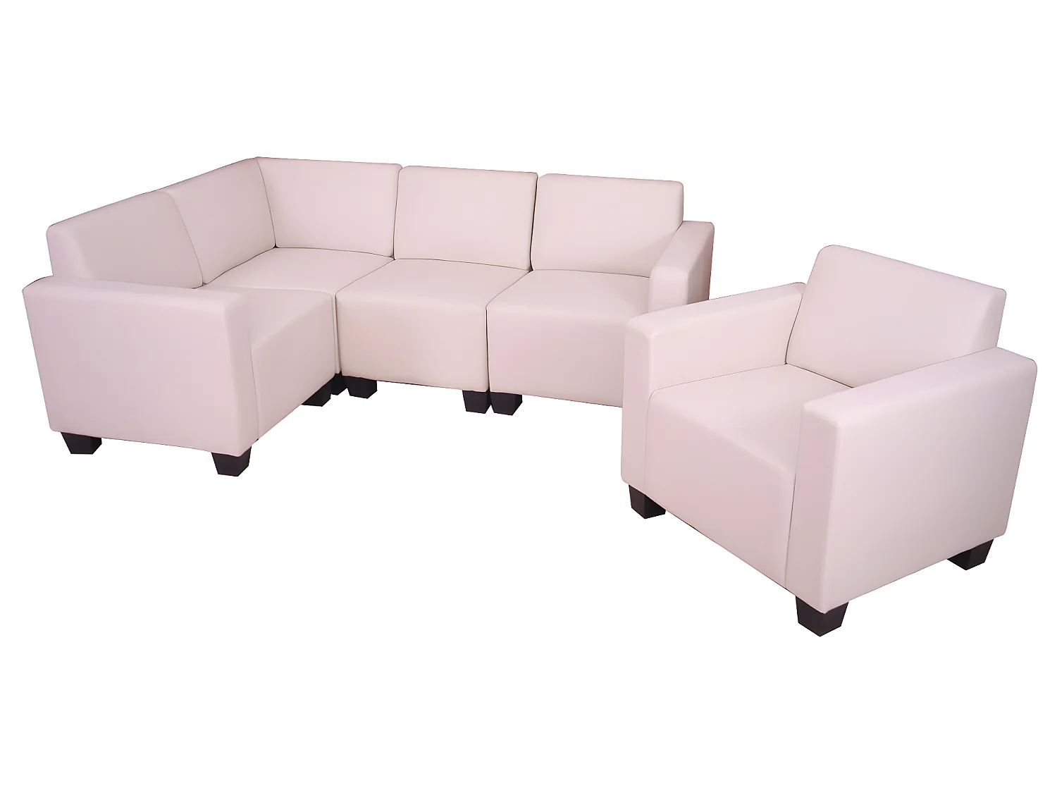 Salotto modulare componibile lounge moderno Lione N71 combinazione 4-1 avorio