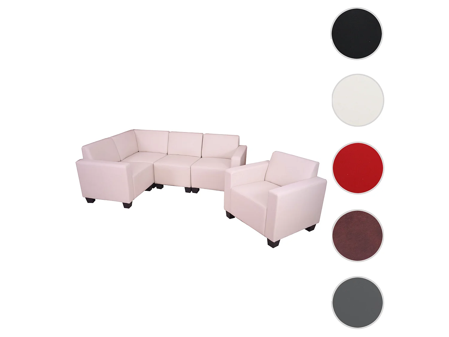 Salotto modulare componibile lounge moderno Lione N71 combinazione 4-1 avorio