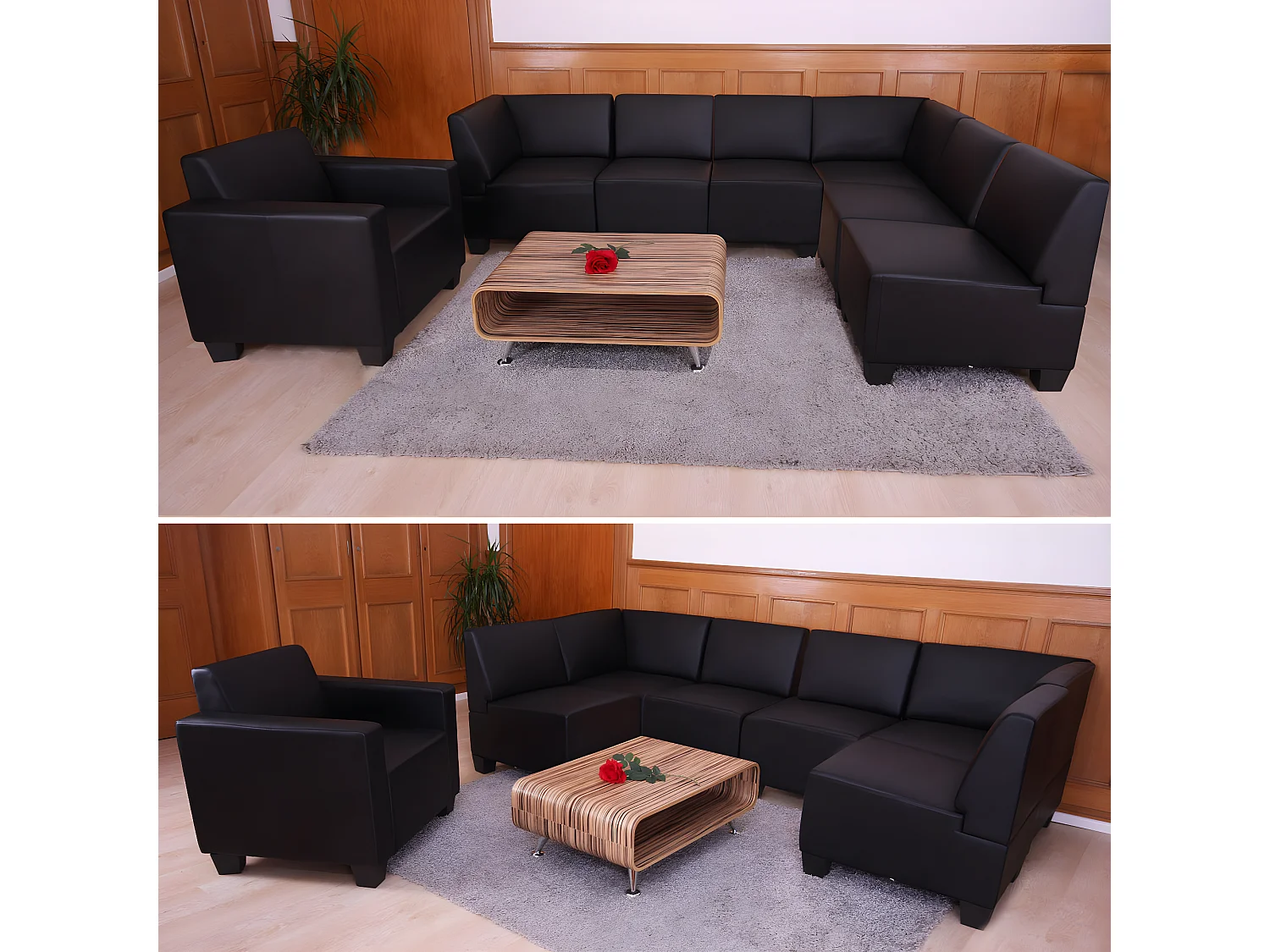 Conjunto de sofás Moncalieri (2 peças),  preto