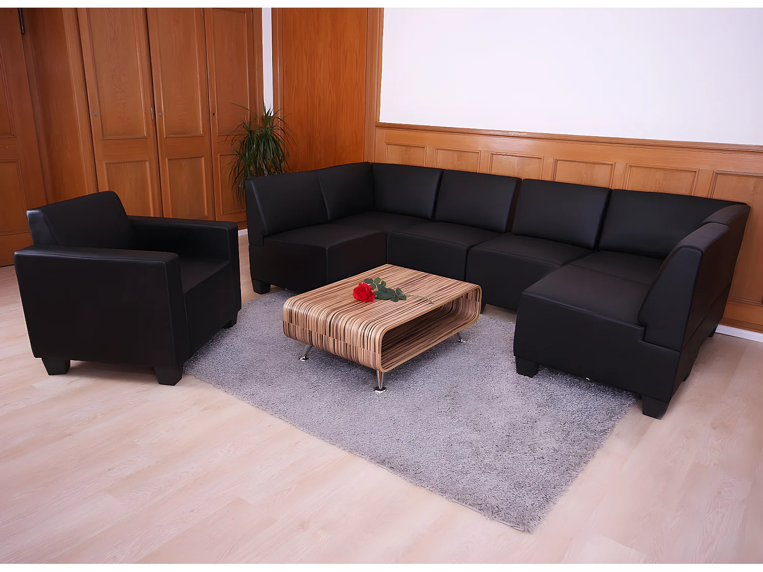 Conjunto de sofás Moncalieri (2 peças),  preto