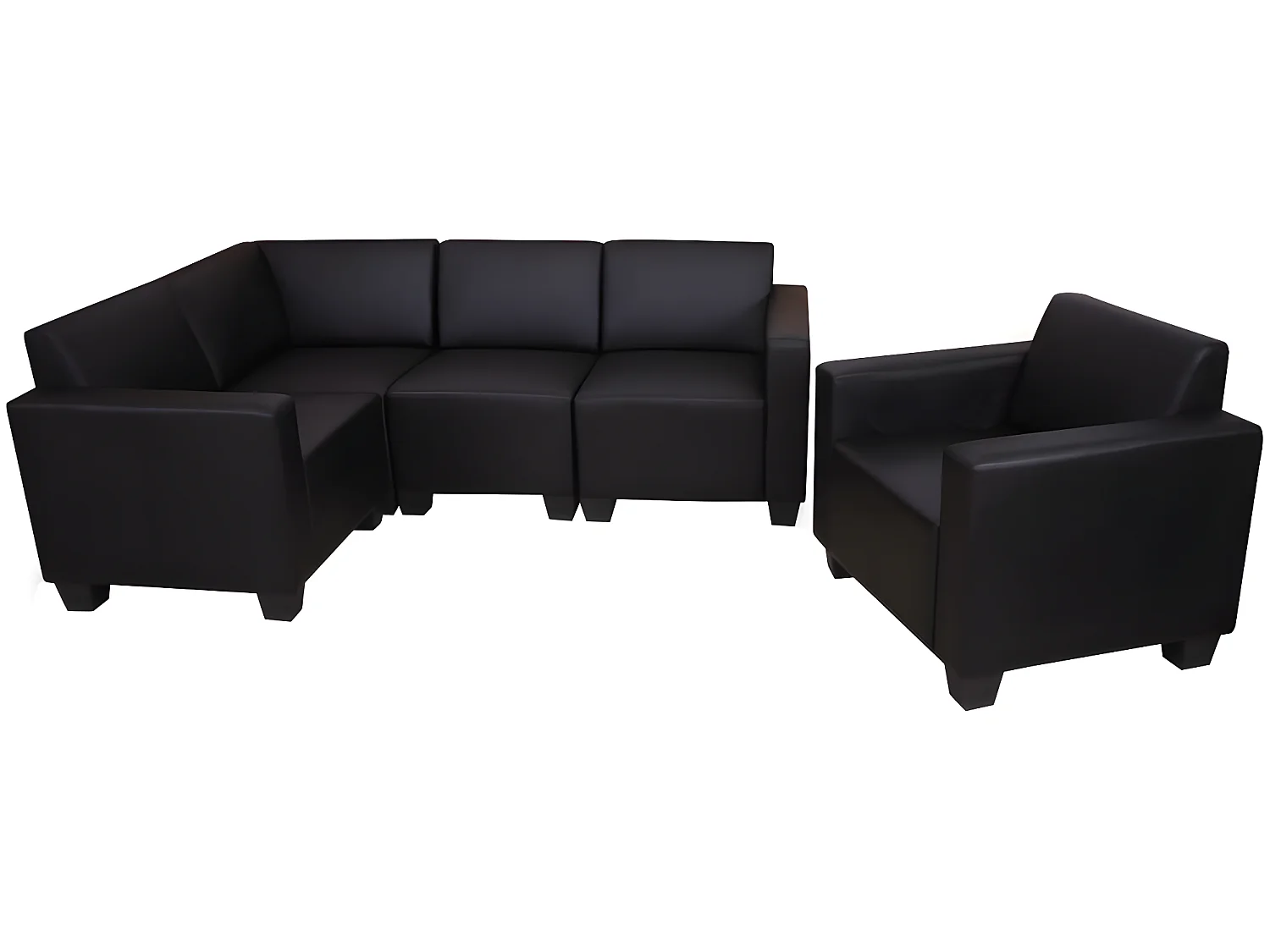 Salotto modulare componibile lounge moderno Lione N71 ecopelle combinazione 4-1 nero
