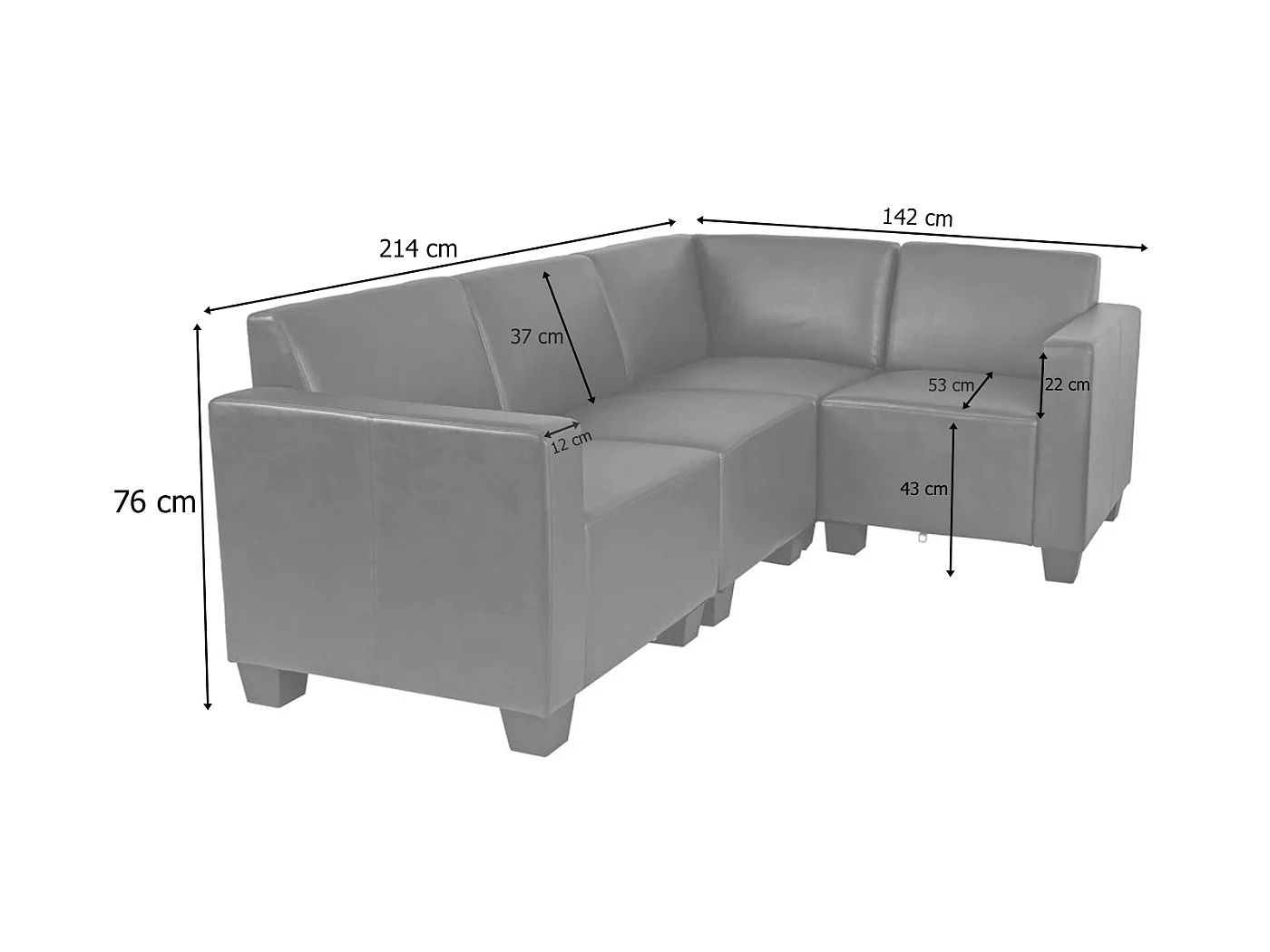 Salotto modulare componibile lounge moderno Lione N71 ecopelle combinazione 4-1 nero