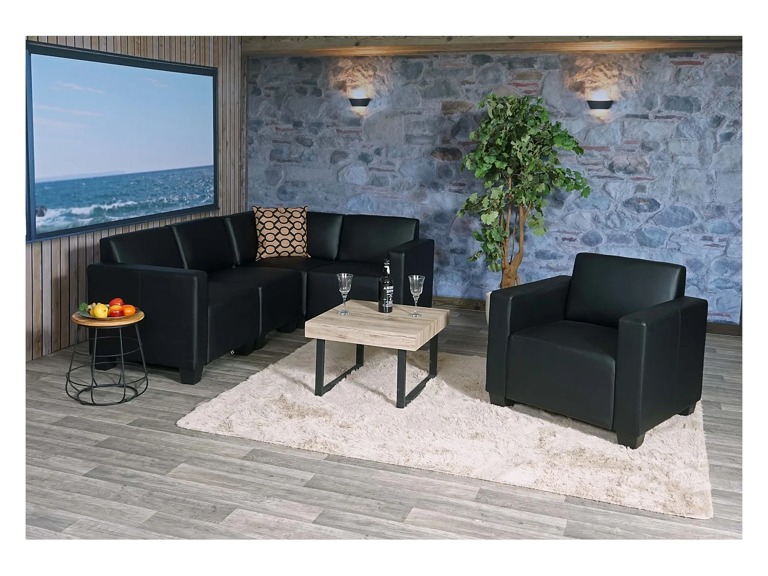 Ensemble de canapés Moncalieri (2 pièces),  noir