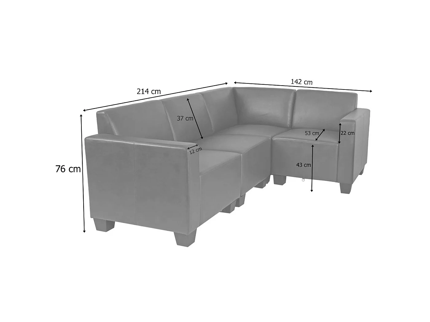 Ensemble de canapés Moncalieri (2 pièces),  noir