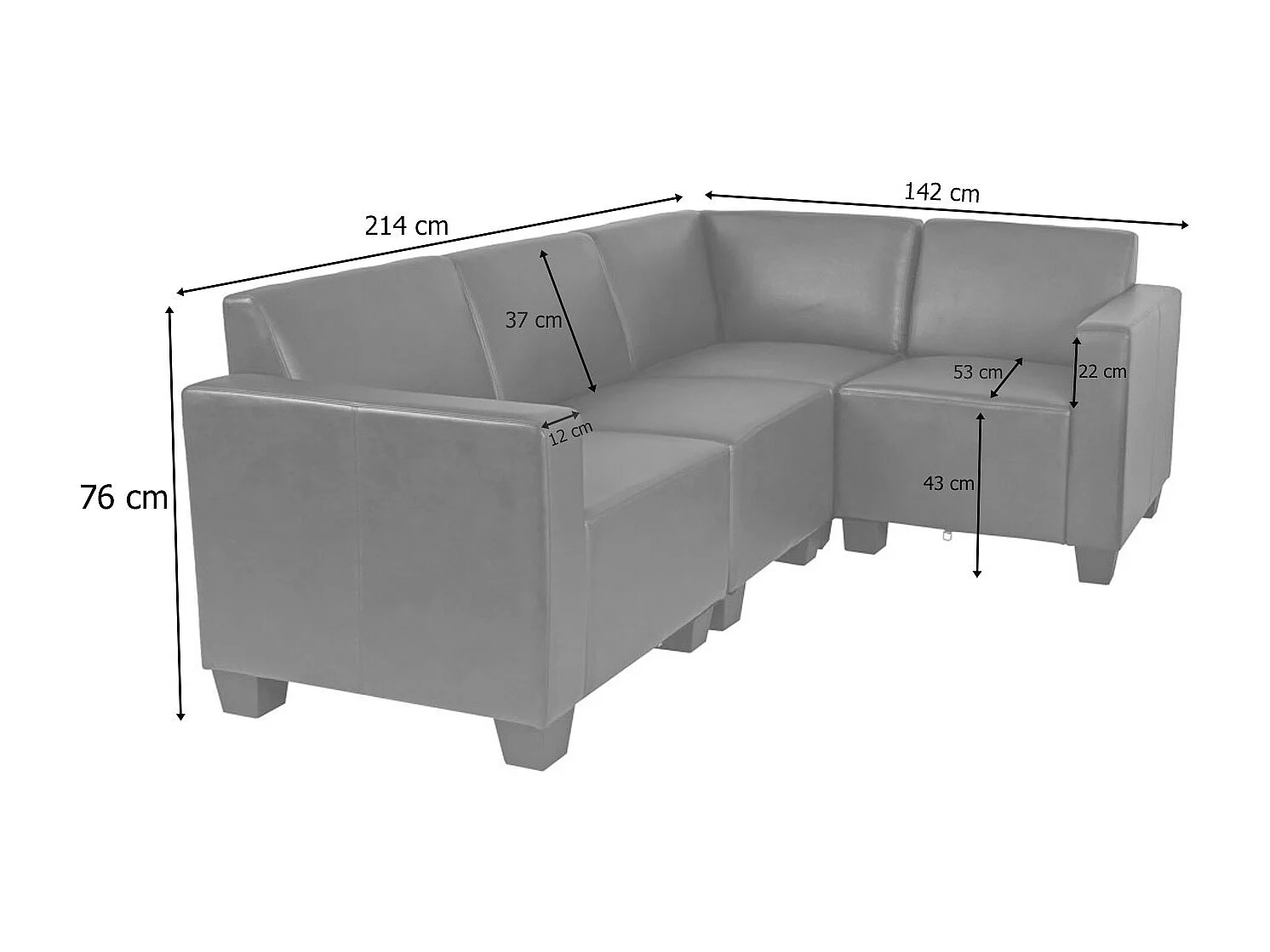 Bankstel Moncalieri (2-delig),  zwart