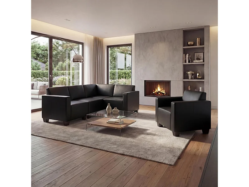 Couch-Garnitur Moncalieri (2-teilig), Schwarz