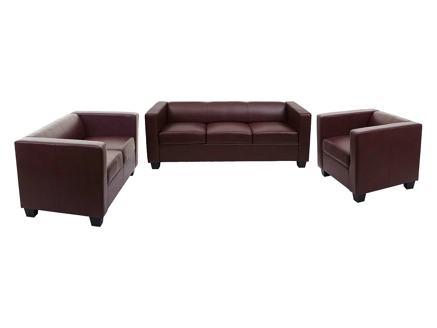 3-2-1 Bankstel Lille (3-delig),  kunstleer, roodbruin