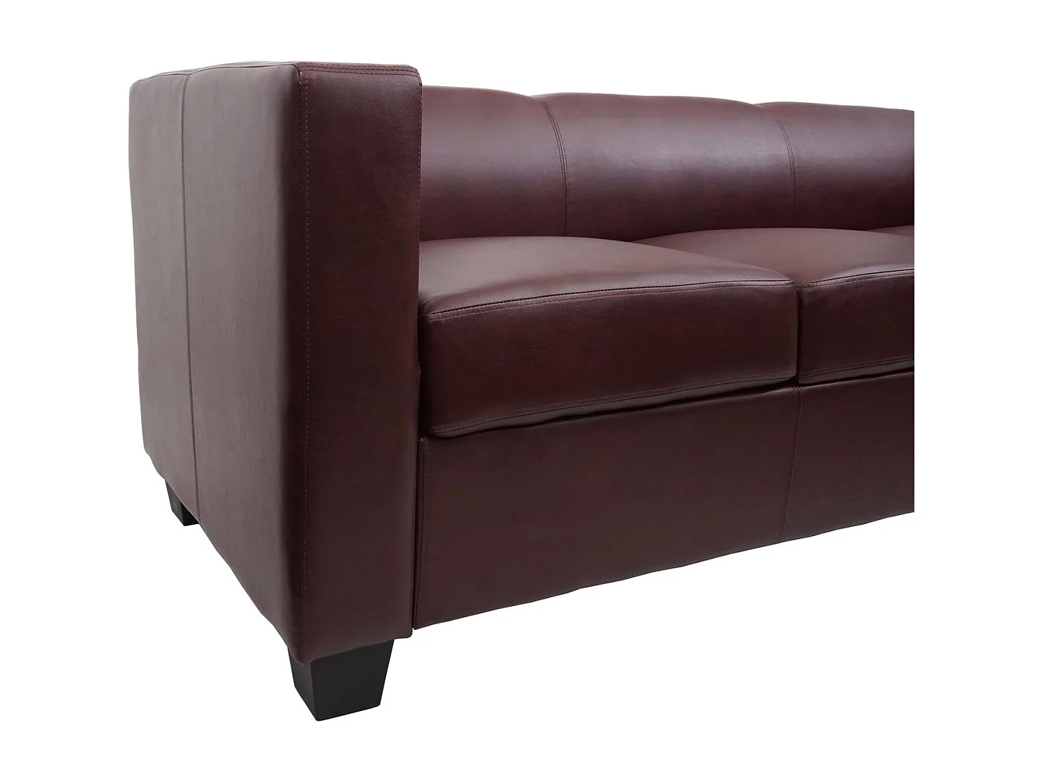 Zestaw wypoczynkowy Lille (3-częściowy) 3-2-1,  sztuczna skóra, czerwono-brązowa