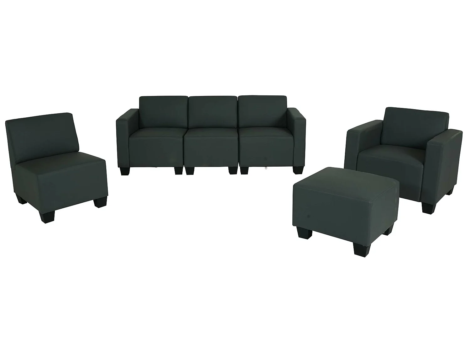 Couch-Garnitur Moncalieri (4-teilig), Dunkelgrau