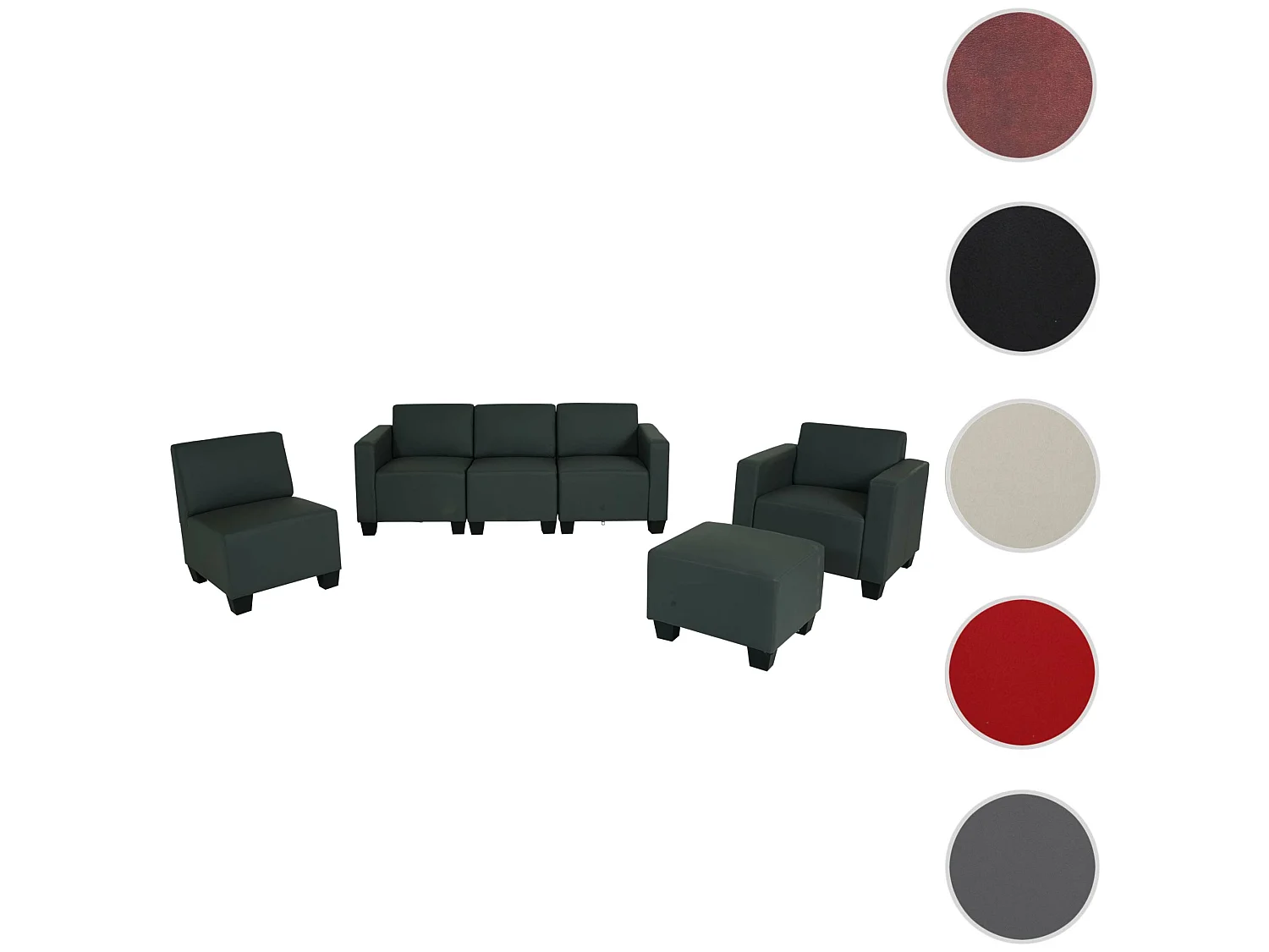 Couch-Garnitur Moncalieri (4-teilig), Dunkelgrau