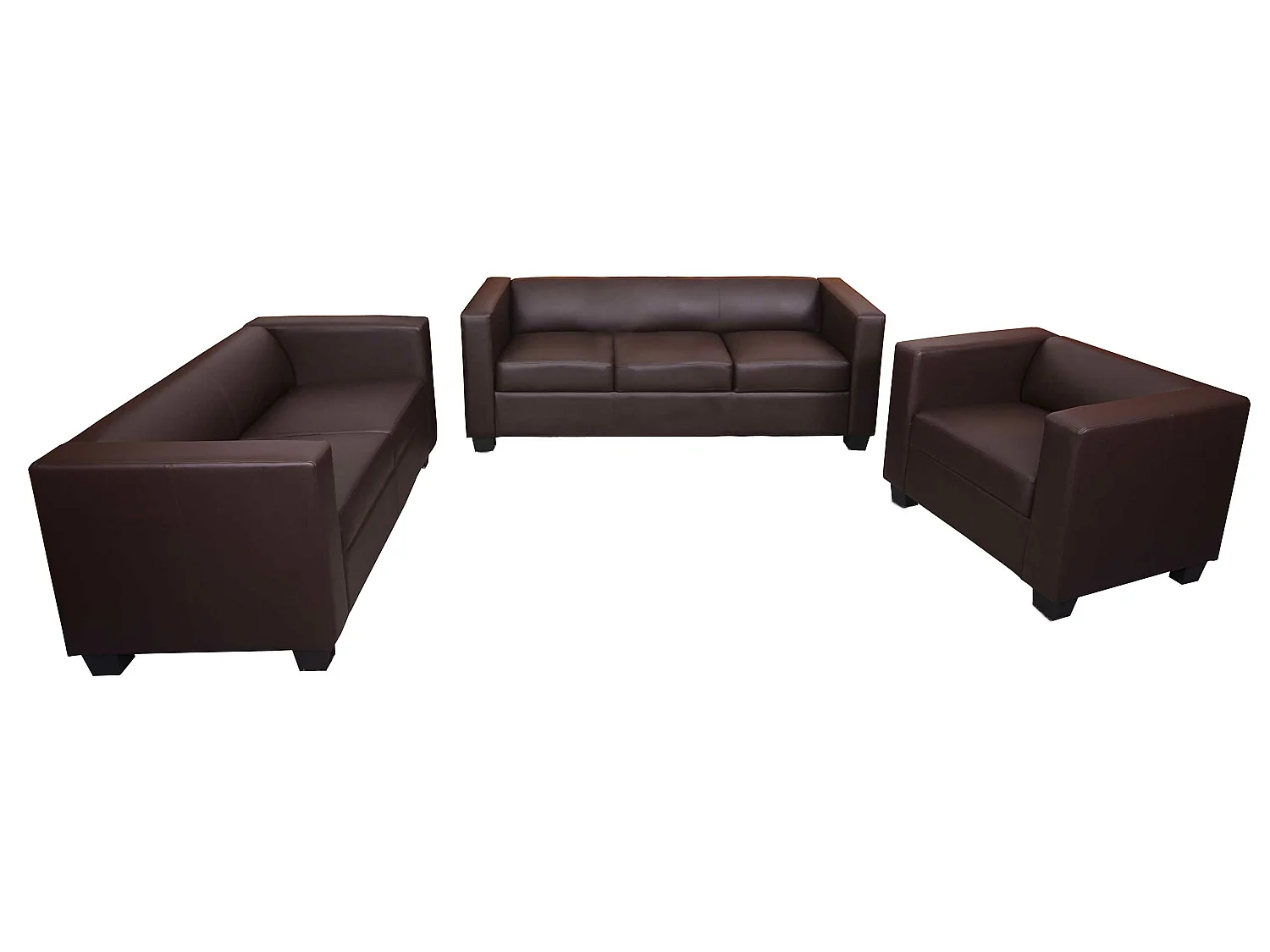 Salotto componibile lounge moderno elegante Lille M65 composizione 3-2-1 ecopelle marrone