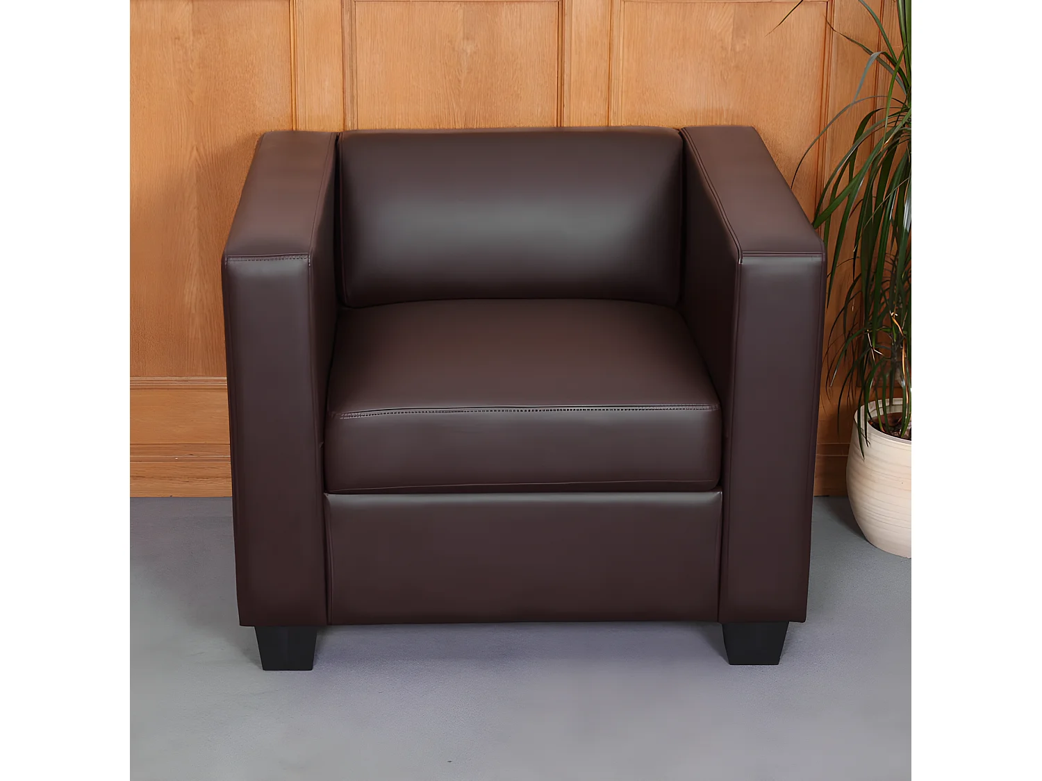 Salotto componibile lounge moderno elegante Lille M65 composizione 3-2-1 ecopelle marrone