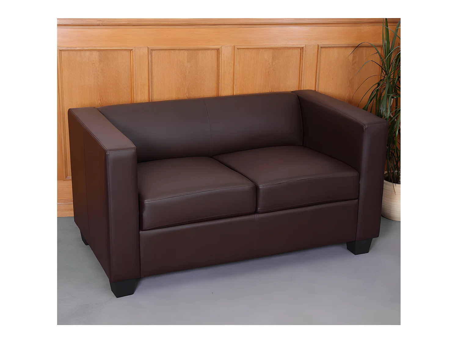 Salotto componibile lounge moderno elegante Lille M65 composizione 3-2-1 ecopelle marrone