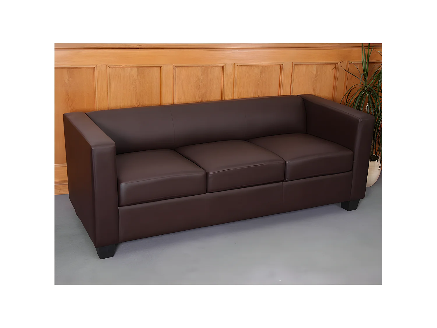 Salotto componibile lounge moderno elegante Lille M65 composizione 3-2-1 ecopelle marrone