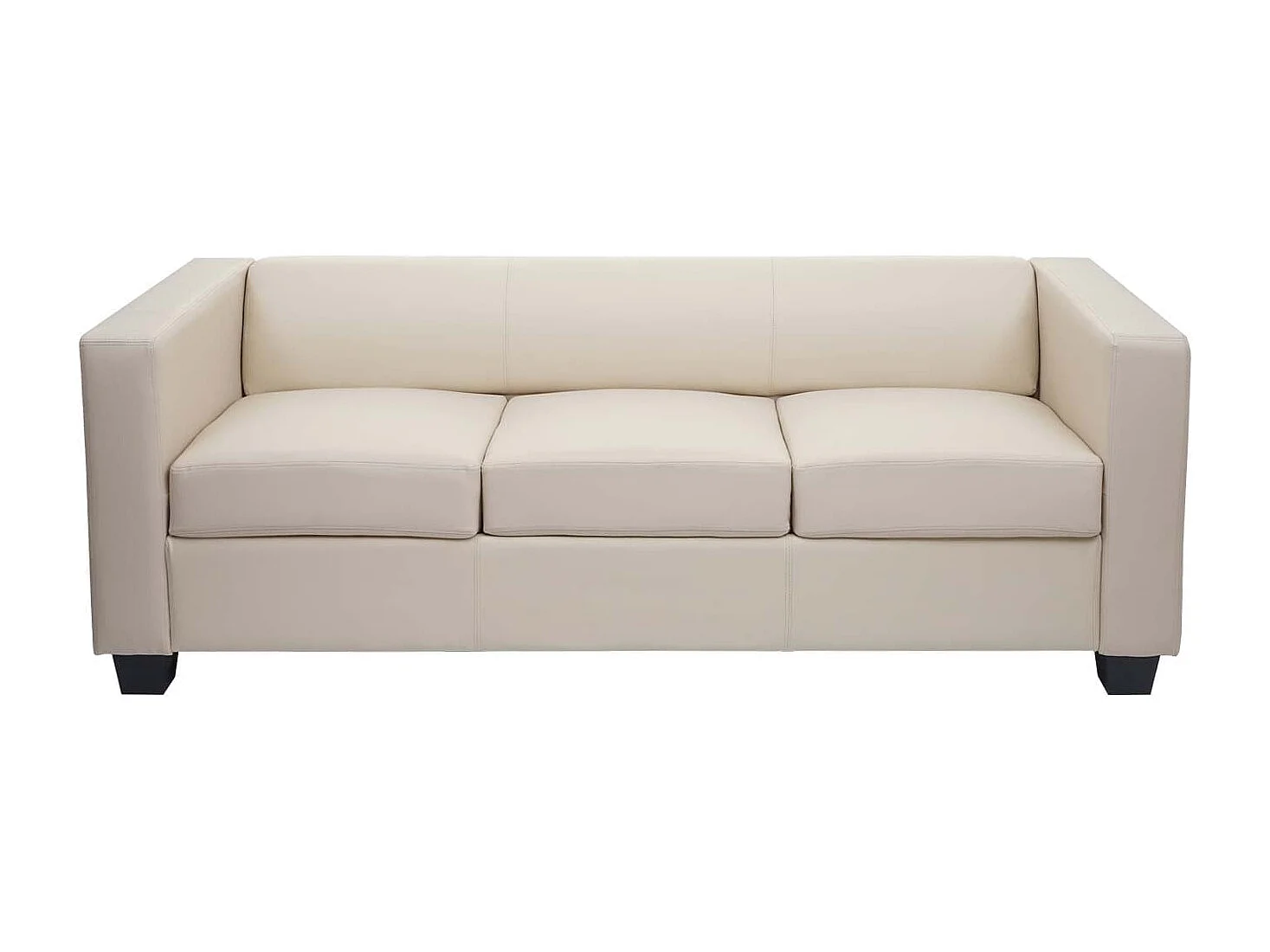 3-2-1 Sofagarnitur Lille (3-teilig), Kunstleder, creme