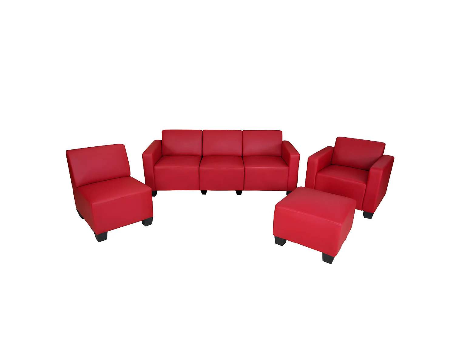 Salotto modulare componibile lounge moderno Lione N71 ecopelle combinazione 3-1-1-1 rosso