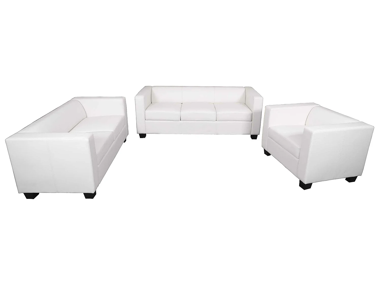 Salotto componibile lounge moderno elegante Lille M65 composizione 3-2-1 ecopelle bianco