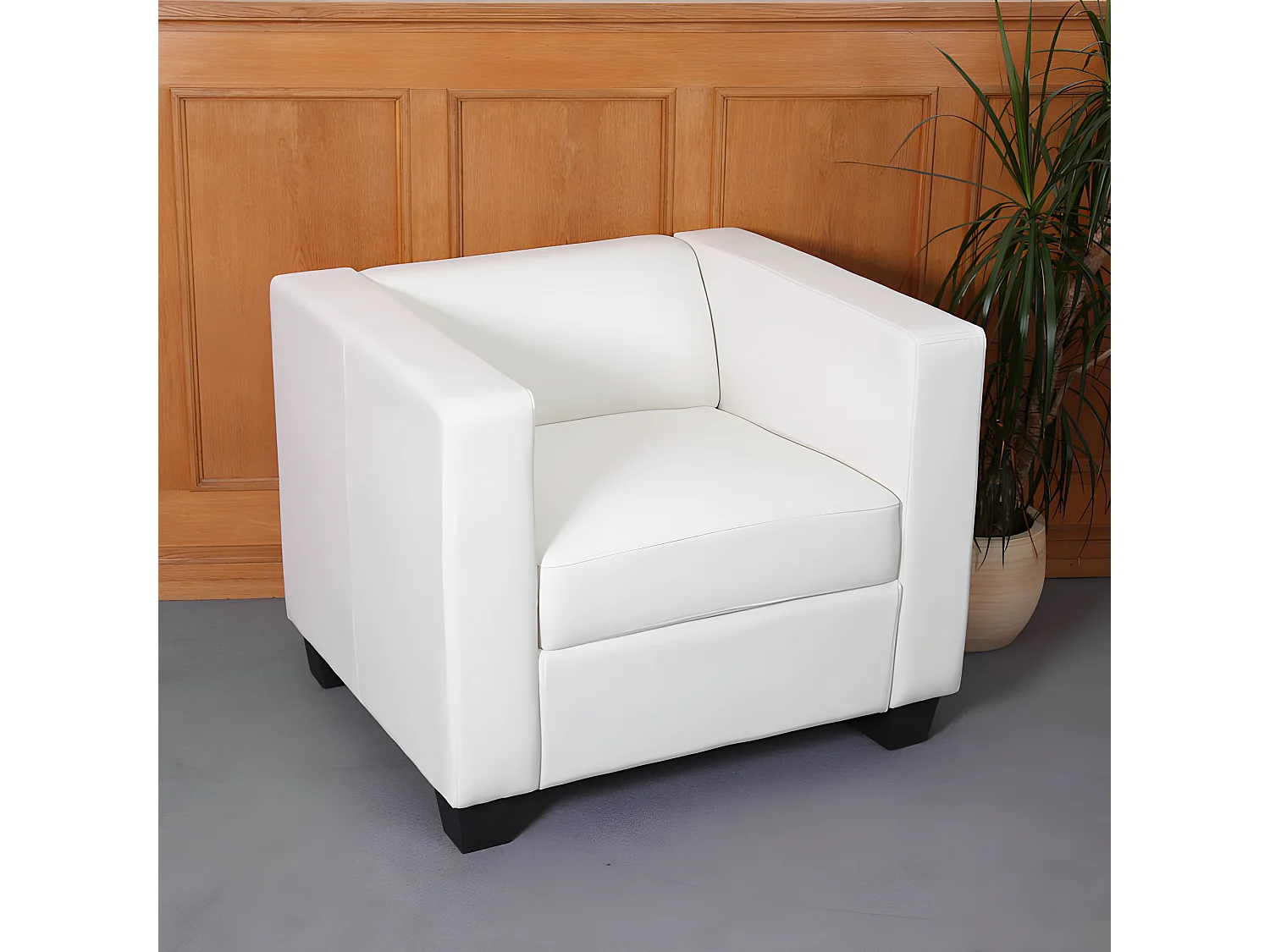 Salotto componibile lounge moderno elegante Lille M65 composizione 3-2-1 ecopelle bianco