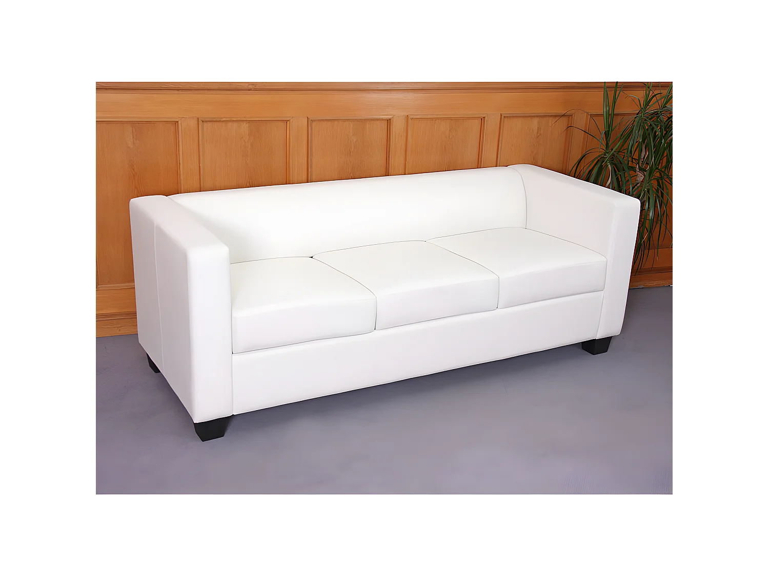 Salotto componibile lounge moderno elegante Lille M65 composizione 3-2-1 ecopelle bianco