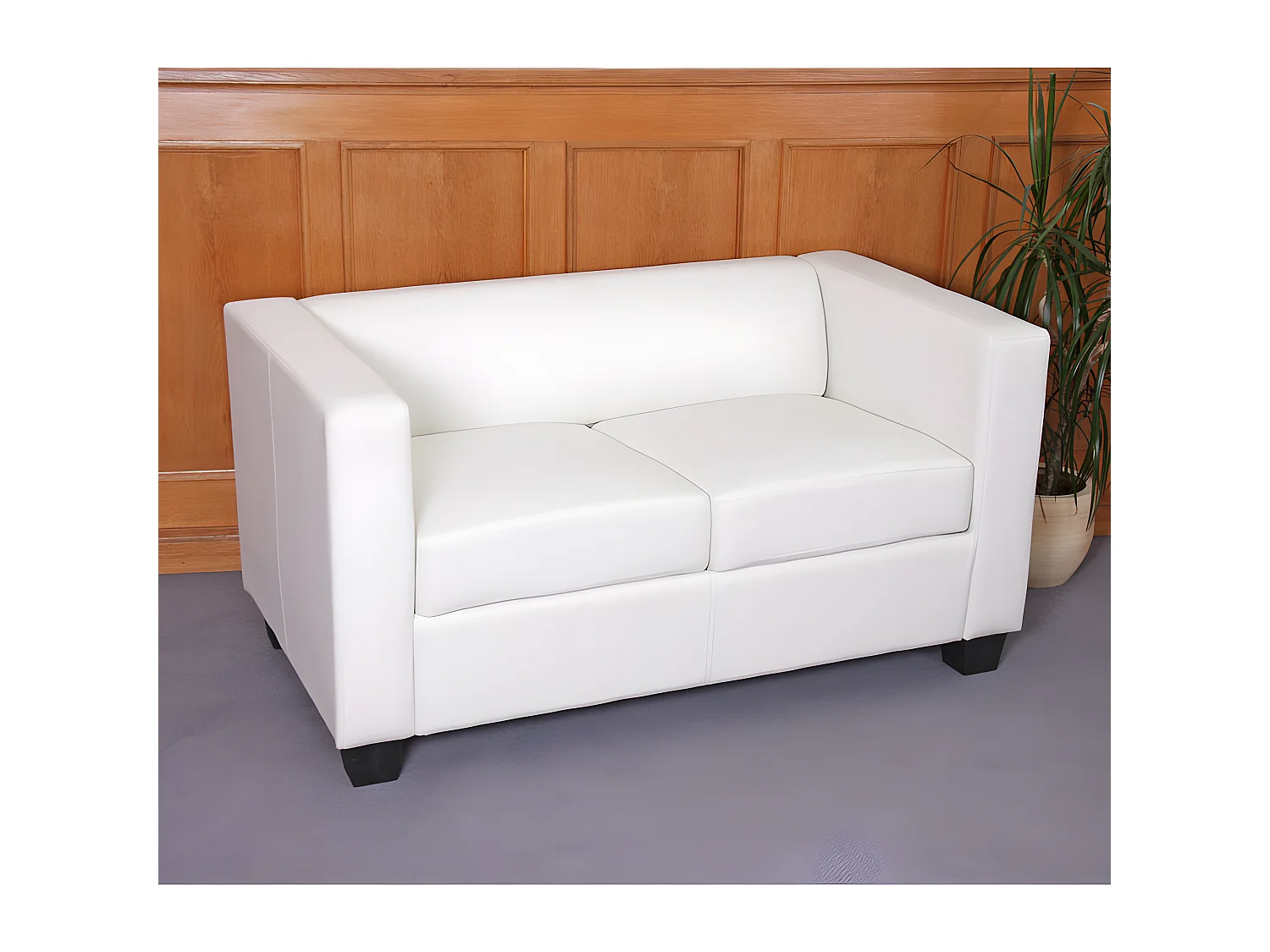 Salotto componibile lounge moderno elegante Lille M65 composizione 3-2-1 ecopelle bianco