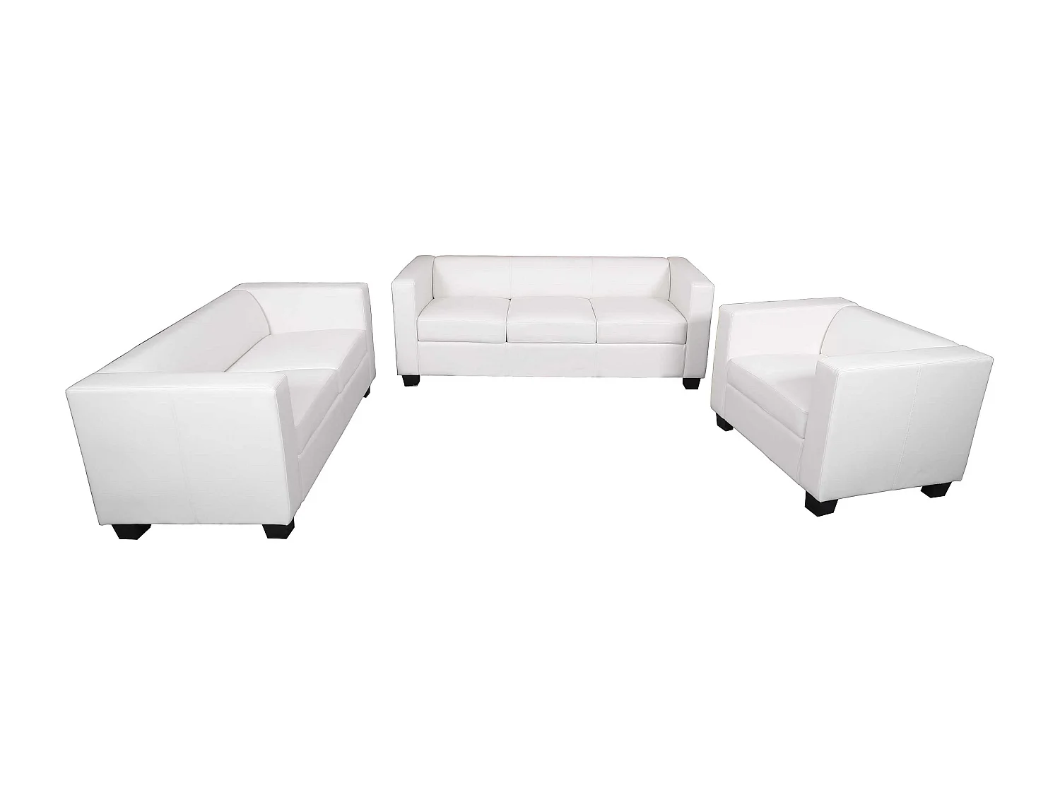 Salotto componibile lounge moderno elegante Lille M65 composizione 3-2-1 ecopelle bianco