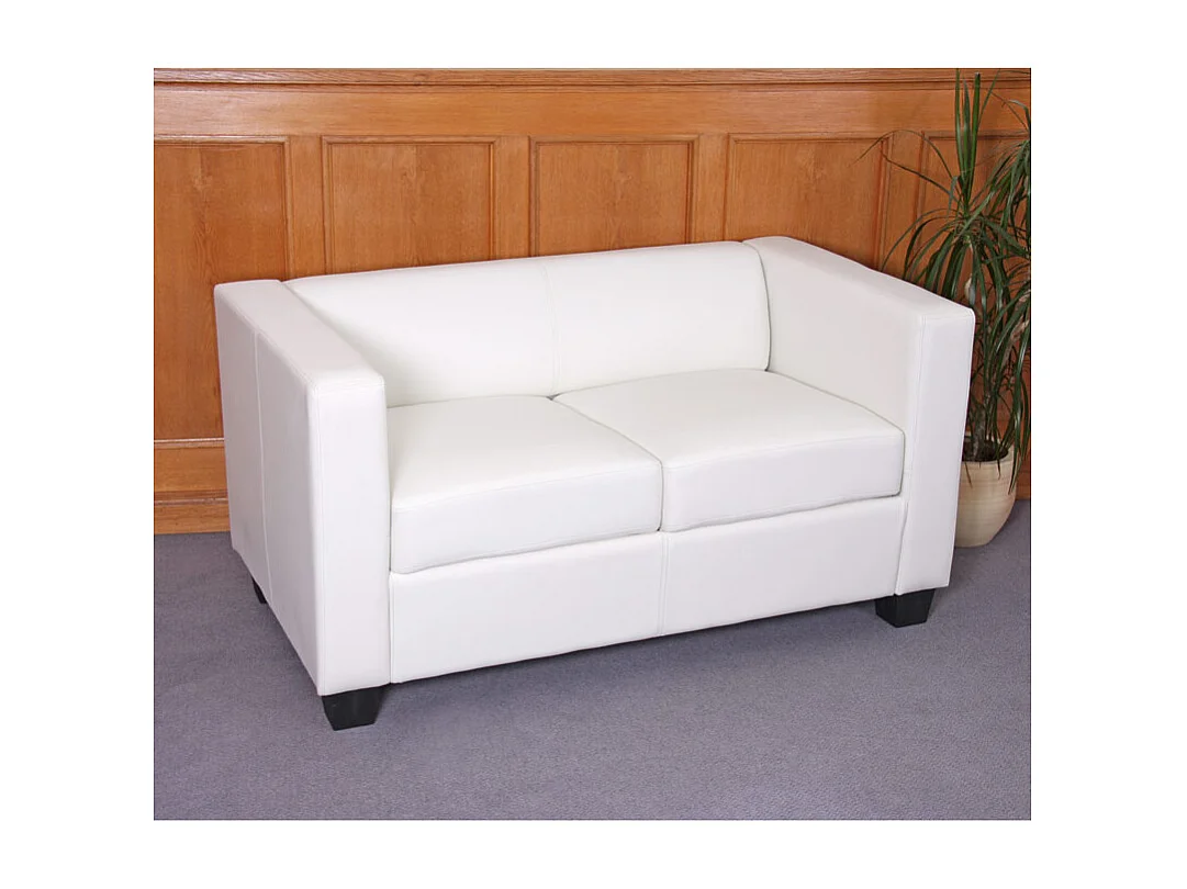Salotto componibile lounge moderno elegante Lille M65 composizione 3-2-1 ecopelle bianco