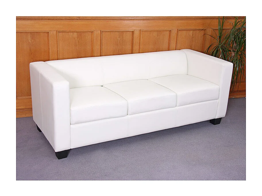 Salotto componibile lounge moderno elegante Lille M65 composizione 3-2-1 ecopelle bianco