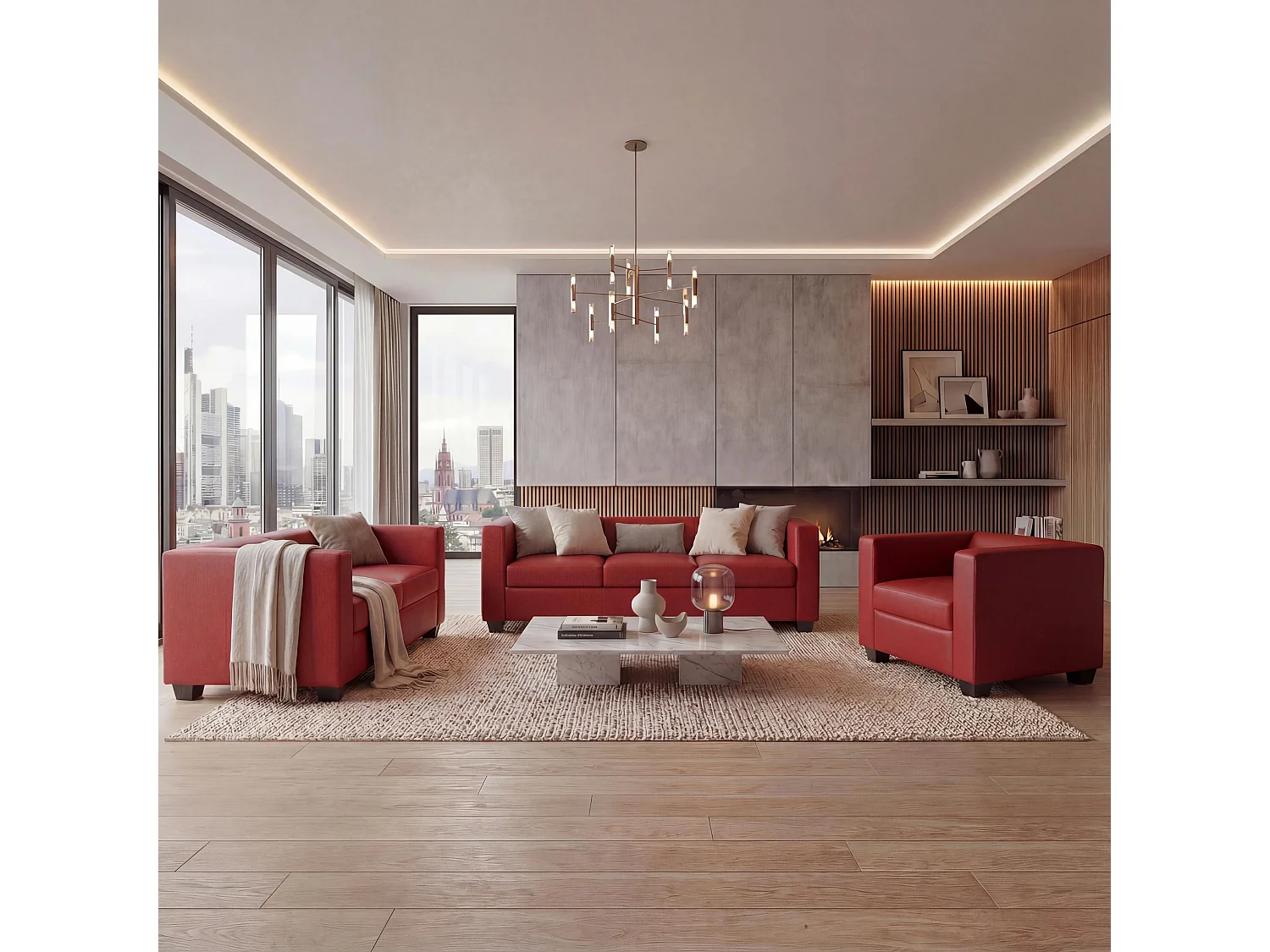 3-2-1 Sofagarnitur Lille (3-teilig), Rot