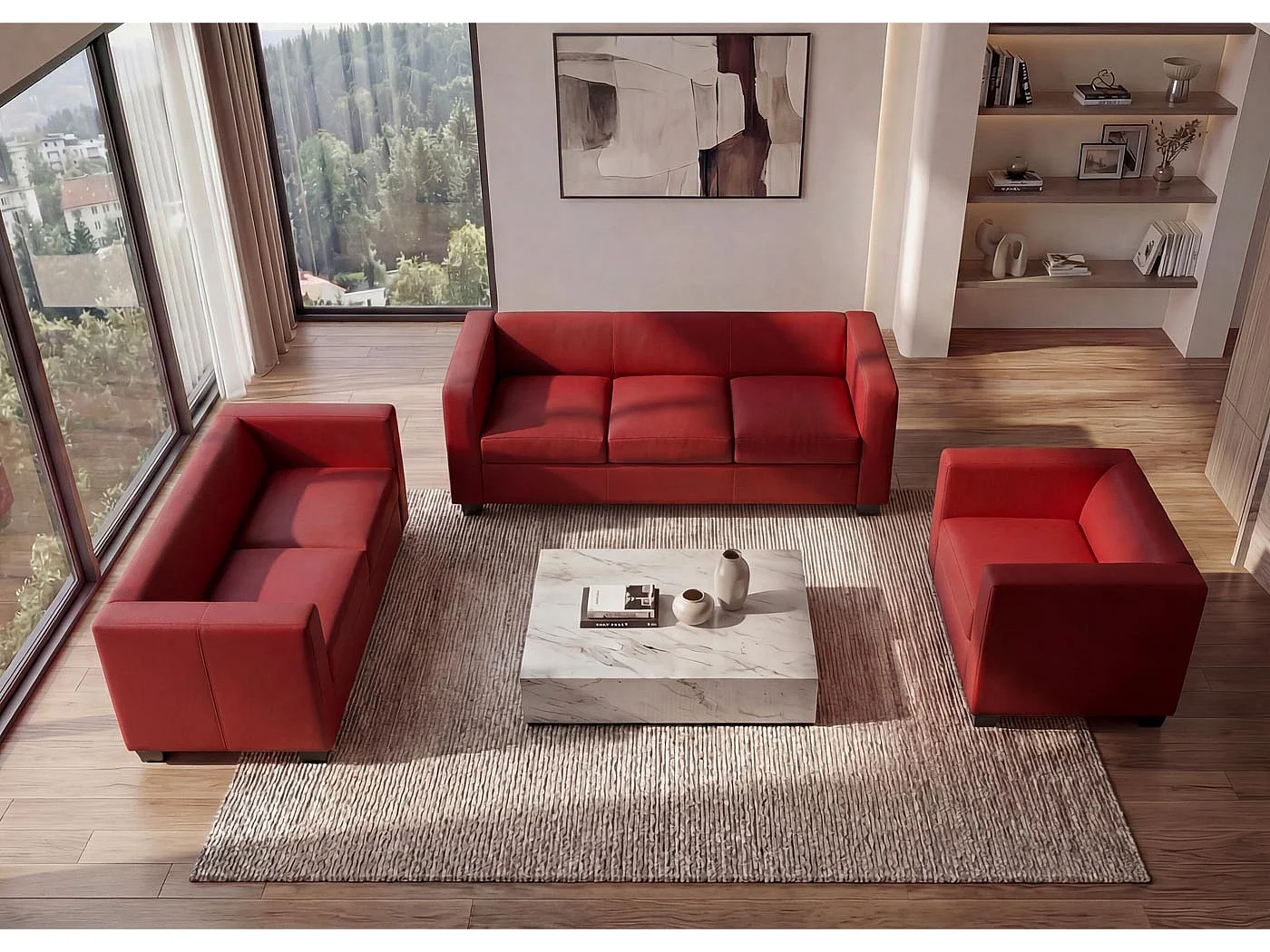 3-2-1 Sofagarnitur Lille (3-teilig), Rot