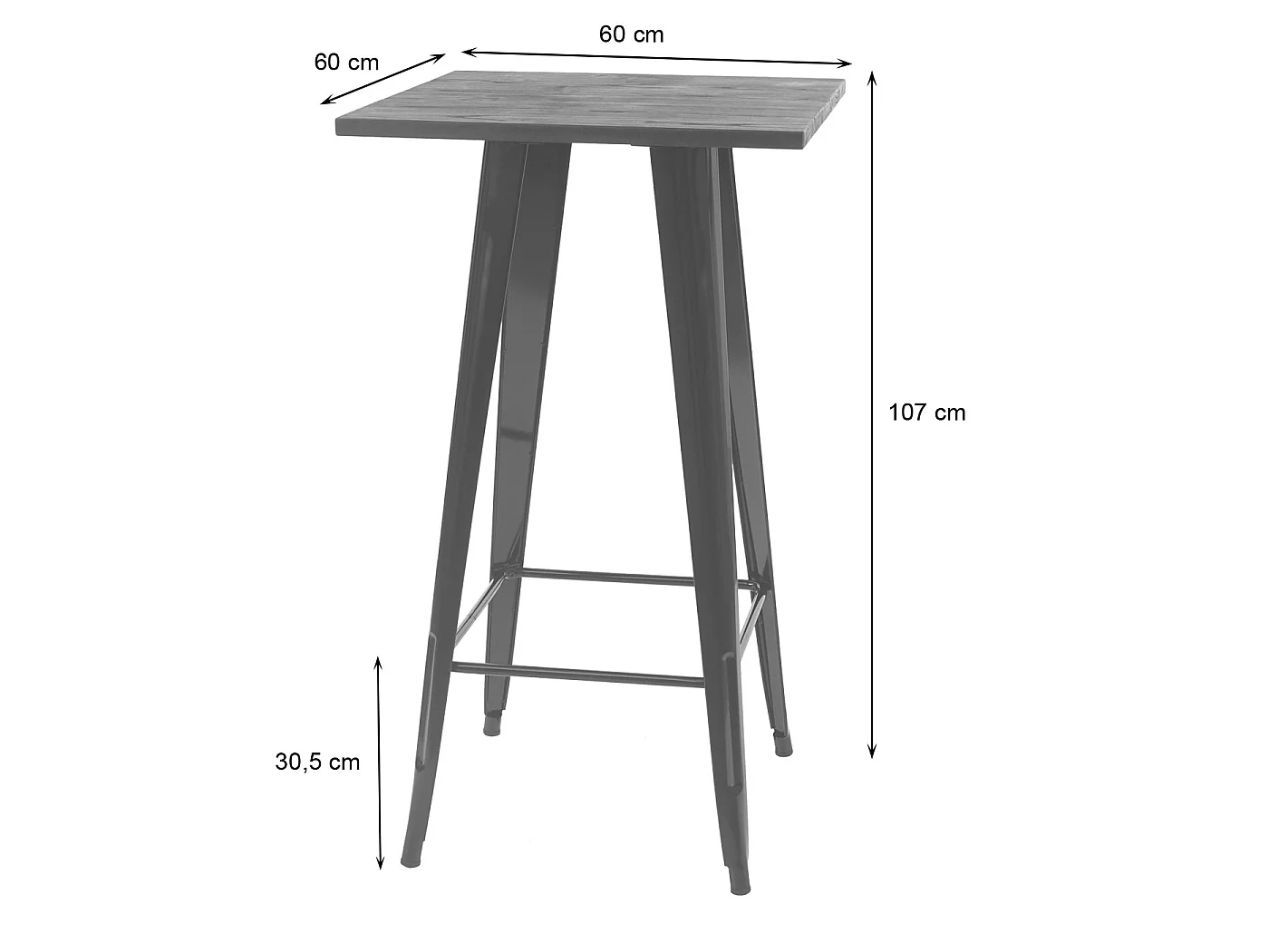 Table haute MCW-A73, plateau en bois inclus,  noir