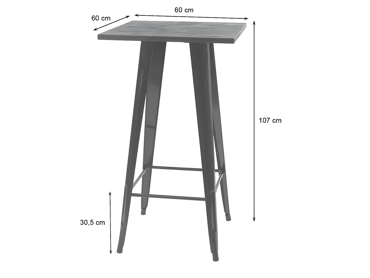 Sta-tafel MCW-A73 incl. houten tafelblad,  grijs