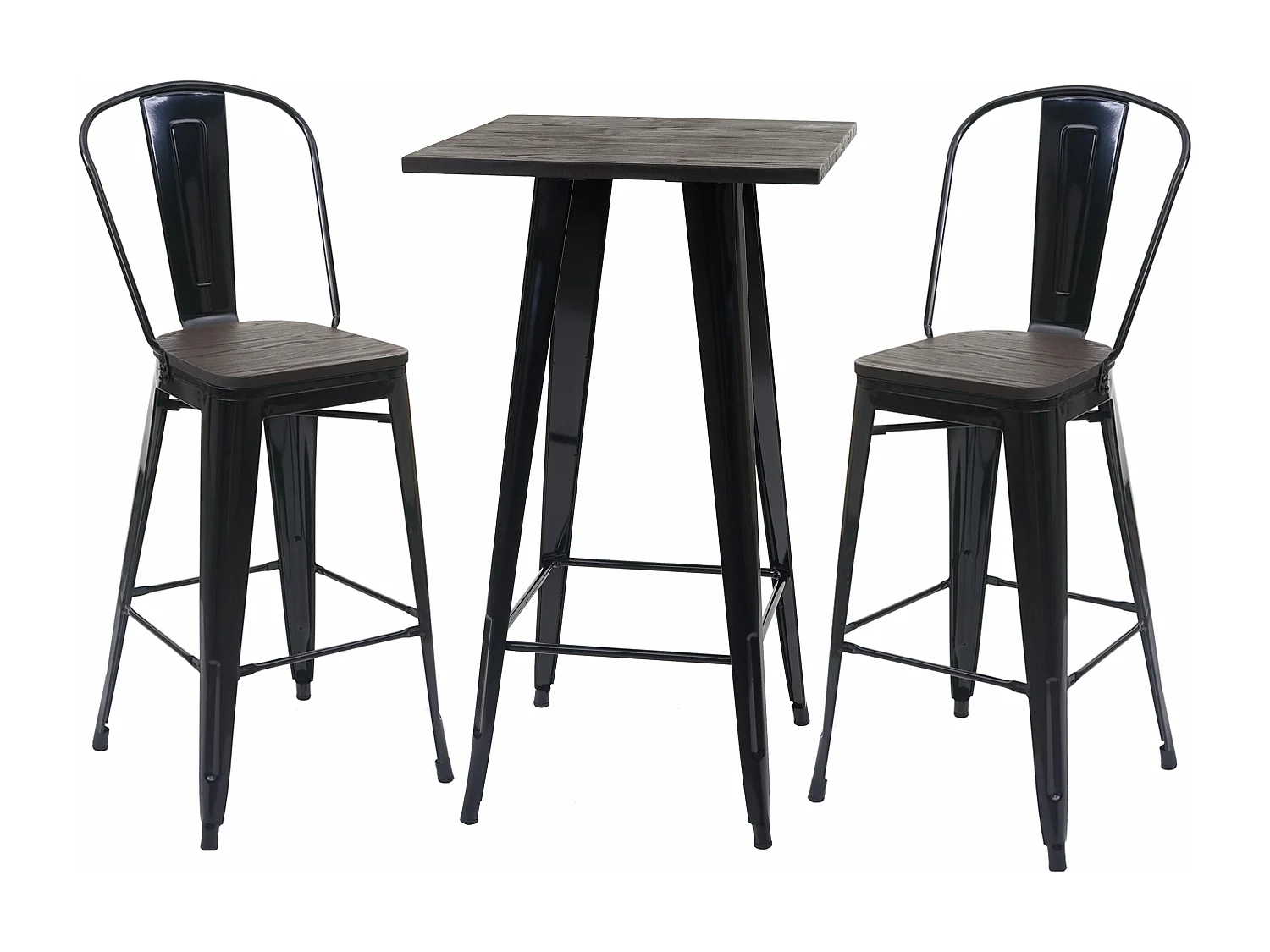 MCW-A73 Juego de mesa de bar de metal (3 piezas),  negro
