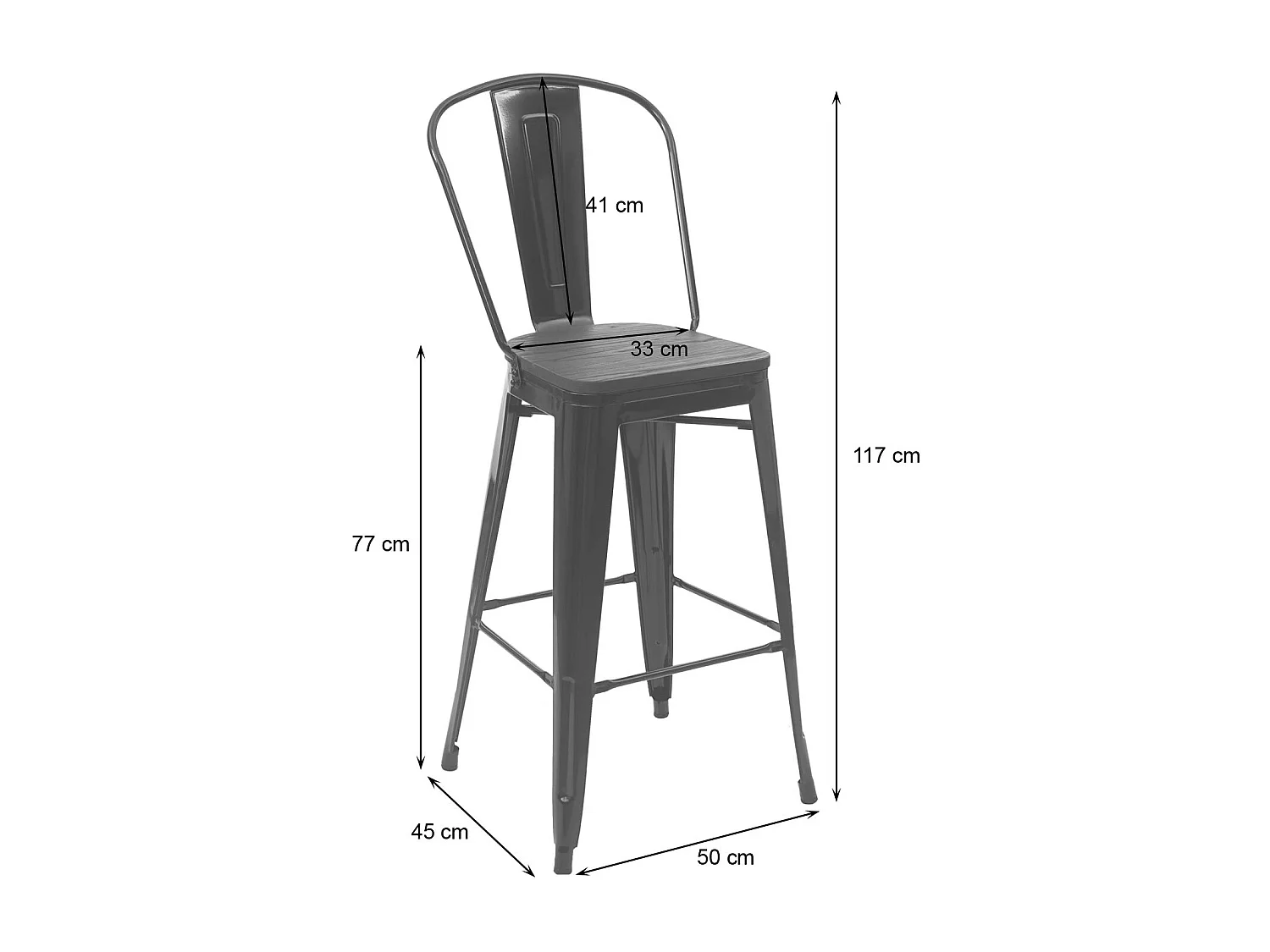 MCW-A73 Juego de mesa de bar de metal (3 piezas),  negro