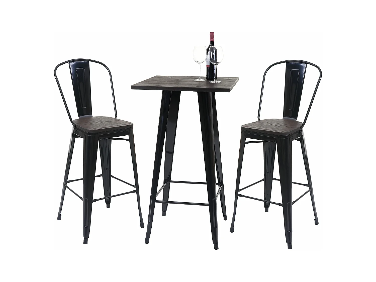Set de table haute MCW-A73 métal (3 pièces),  noir