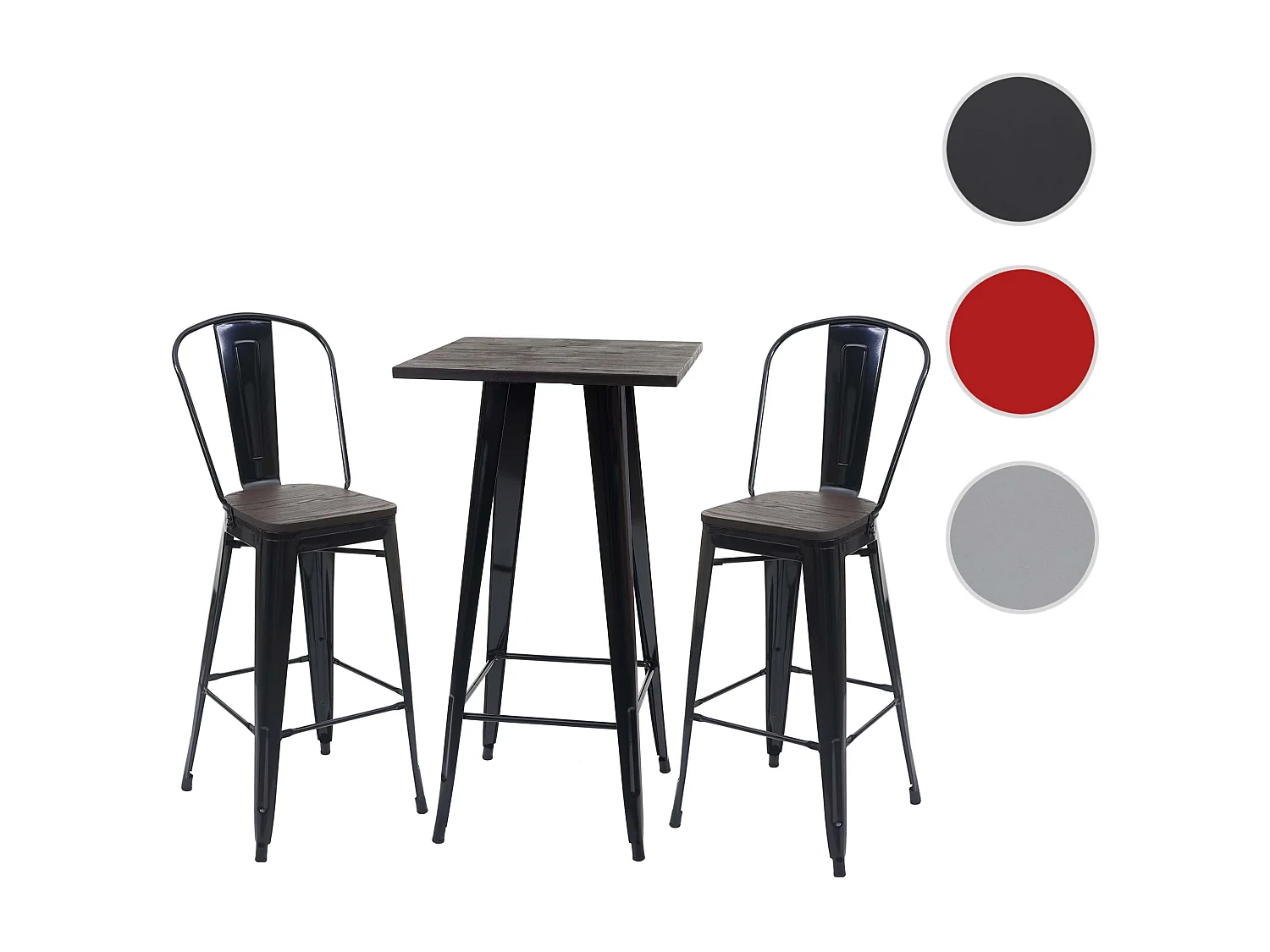 Staande tafel set MCW-A73 metaal (3-delig),  zwart