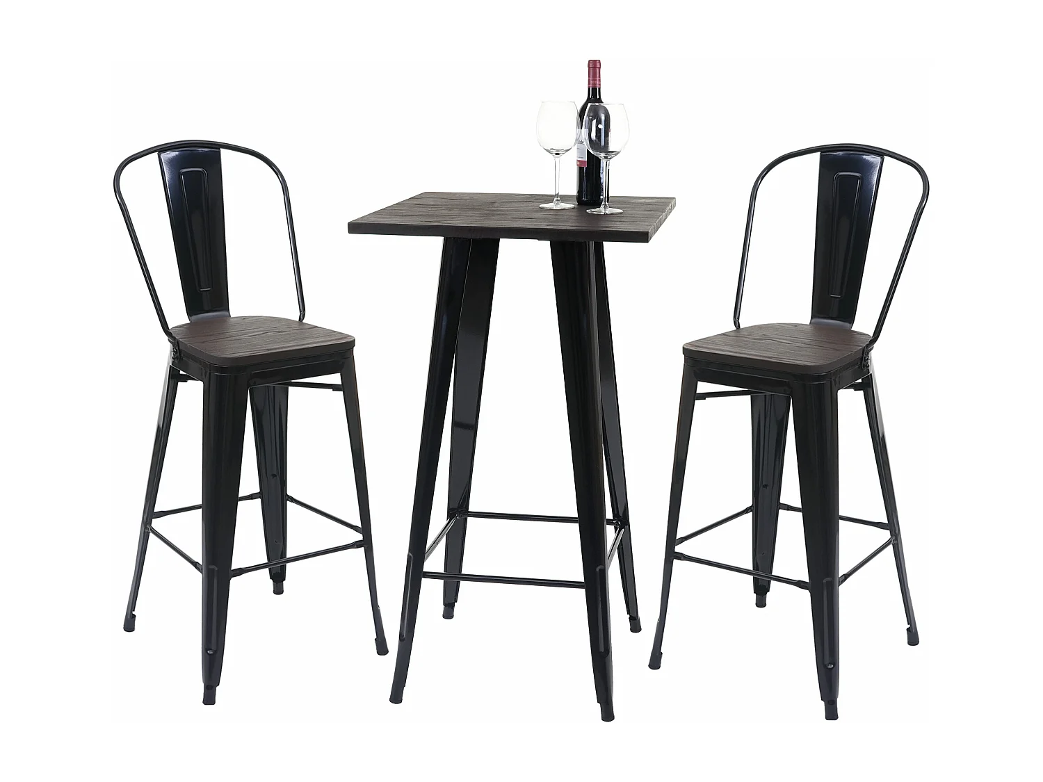 Set de table haute MCW-A73 métal (3 pièces),  noir