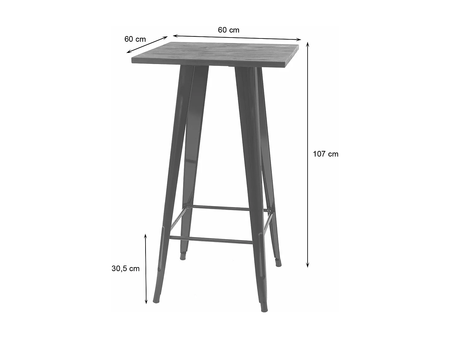 Set de table haute MCW-A73 métal (3 pièces),  noir