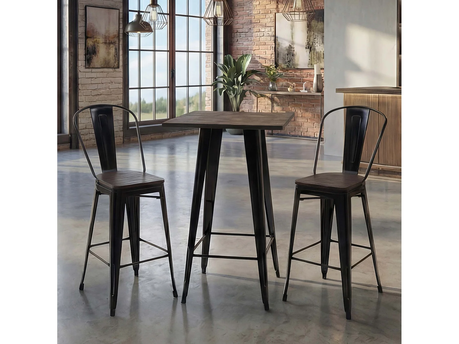 Sta-tafelset MCW-A73 metaal (3-delig),  zwart