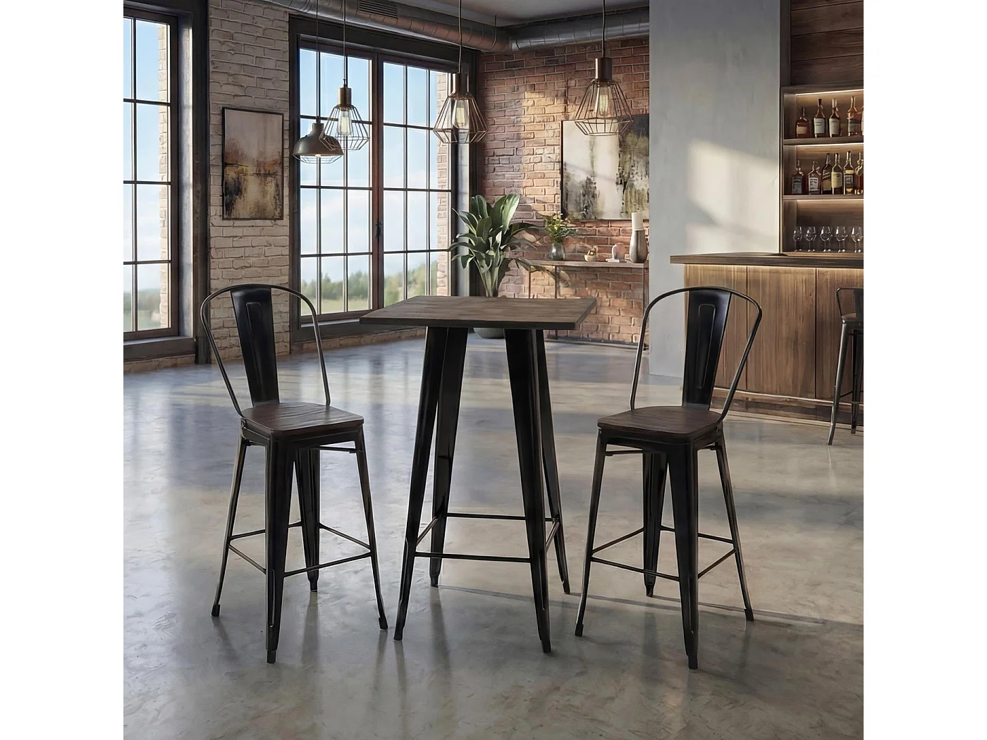 Sta-tafelset MCW-A73 metaal (3-delig),  zwart