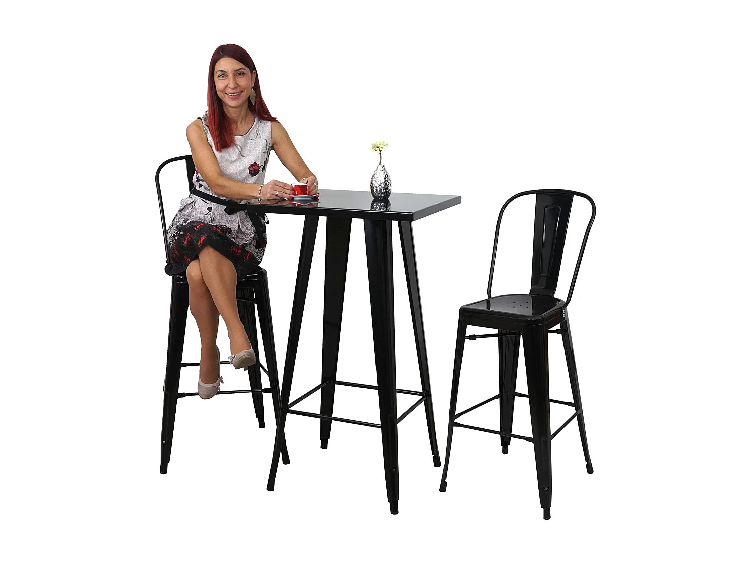 Mesa de bar em metal MCW-A73,  preto