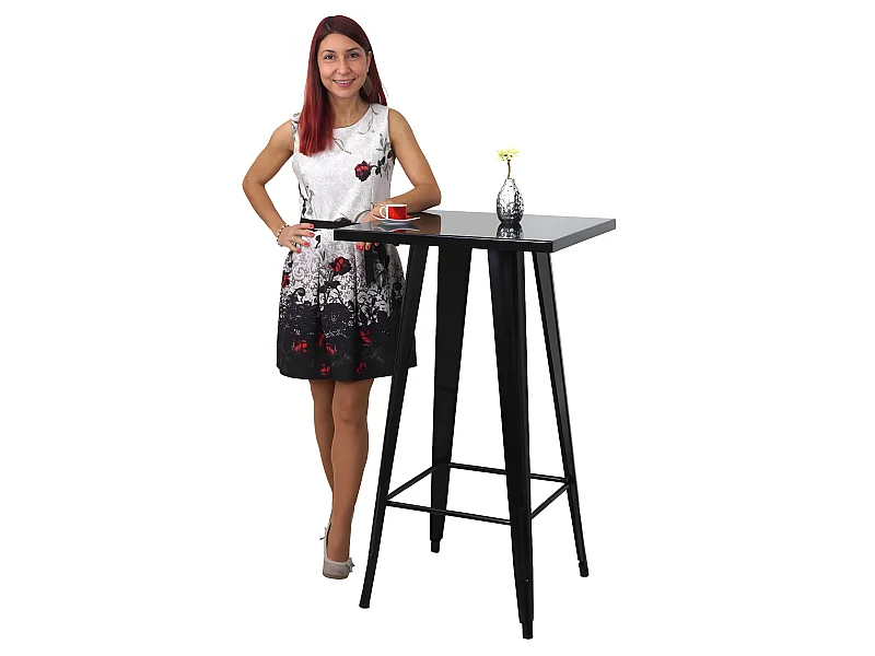 Table haute MCW-A73 Métal,  noir