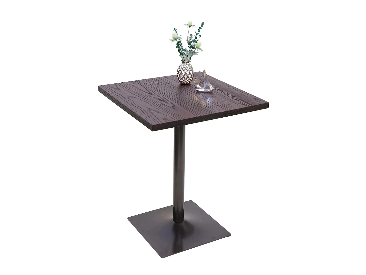 Table de bistrot MCW-H10, Table de bistrot MCW-H10,table de bar, gastronomie industrielle, bois d'orme certifié MVG 76x60x60cm brun noir