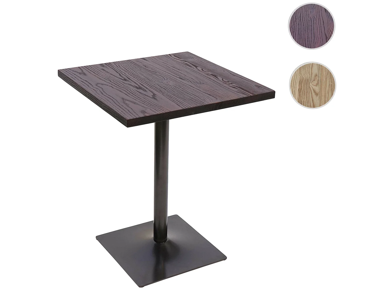 Table de bistrot MCW-H10, Table de bistrot MCW-H10,table de bar, gastronomie industrielle, bois d'orme certifié MVG 76x60x60cm brun noir