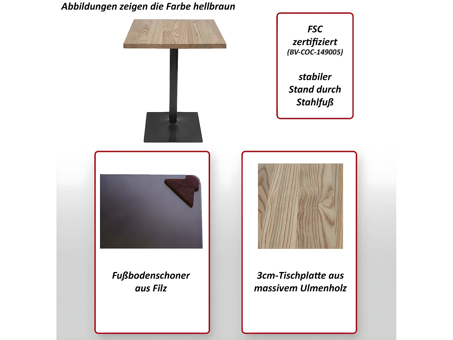 Table de bistrot MCW-H10,  brun noir