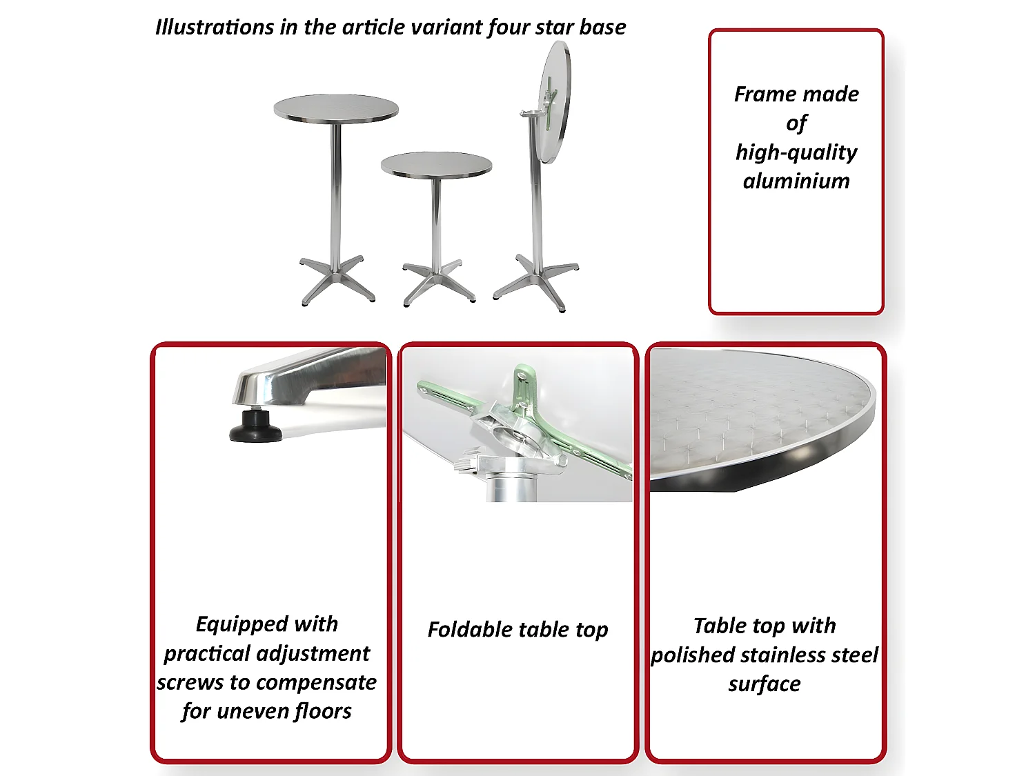 Aluminium statafel opvouwbaar basismodel,  inklapbaar