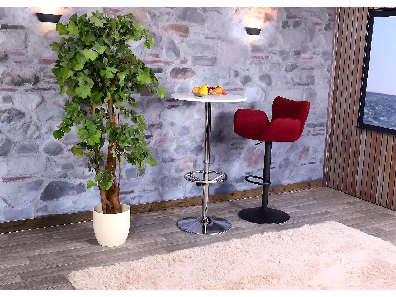 Stehtisch Bilbao Fußablage, Schwarz