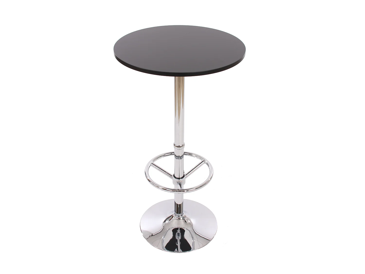 Table haute Bilbao repose-pieds, Table de bar / table haute Bari, ronde, avec repose-pied, 109x60x60cm, noir